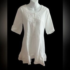 Scully White Cotton Western/Peasant mini dress size medium